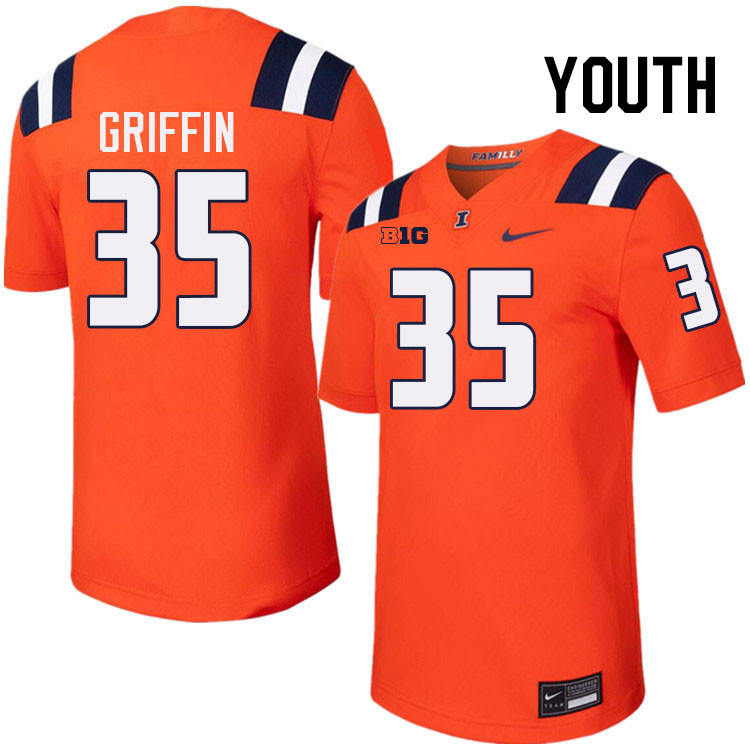 Youth #35 Grayson Griffin Illinois Fighting Illini College Football Jerseys Stitched-Orange